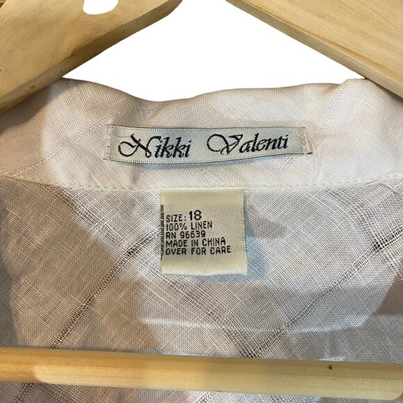 Nikki Valenti Linen 2 Piece Set Top & Pants Size 18 White Plus Size - Picture 3 of 7